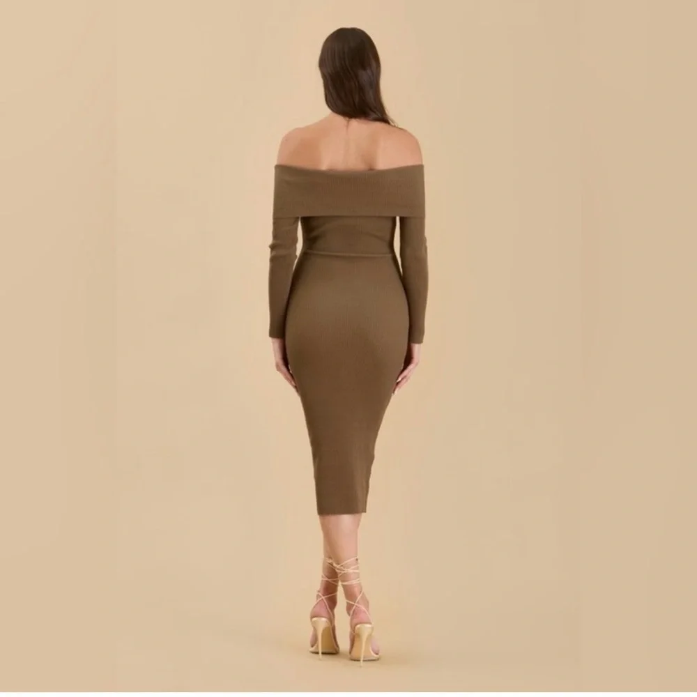 NWT Off the shoulder, fold over, knit dress - Picture 2 of 3